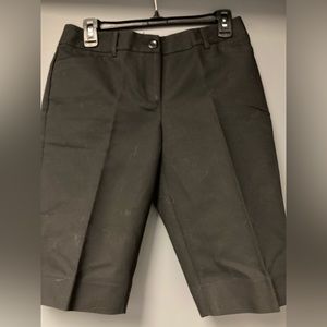 Chico’s fashion split leg, front zip black polished cotton dress Bermuda short.